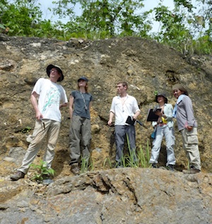Throughflow Team Members on a Limestone Outcrop